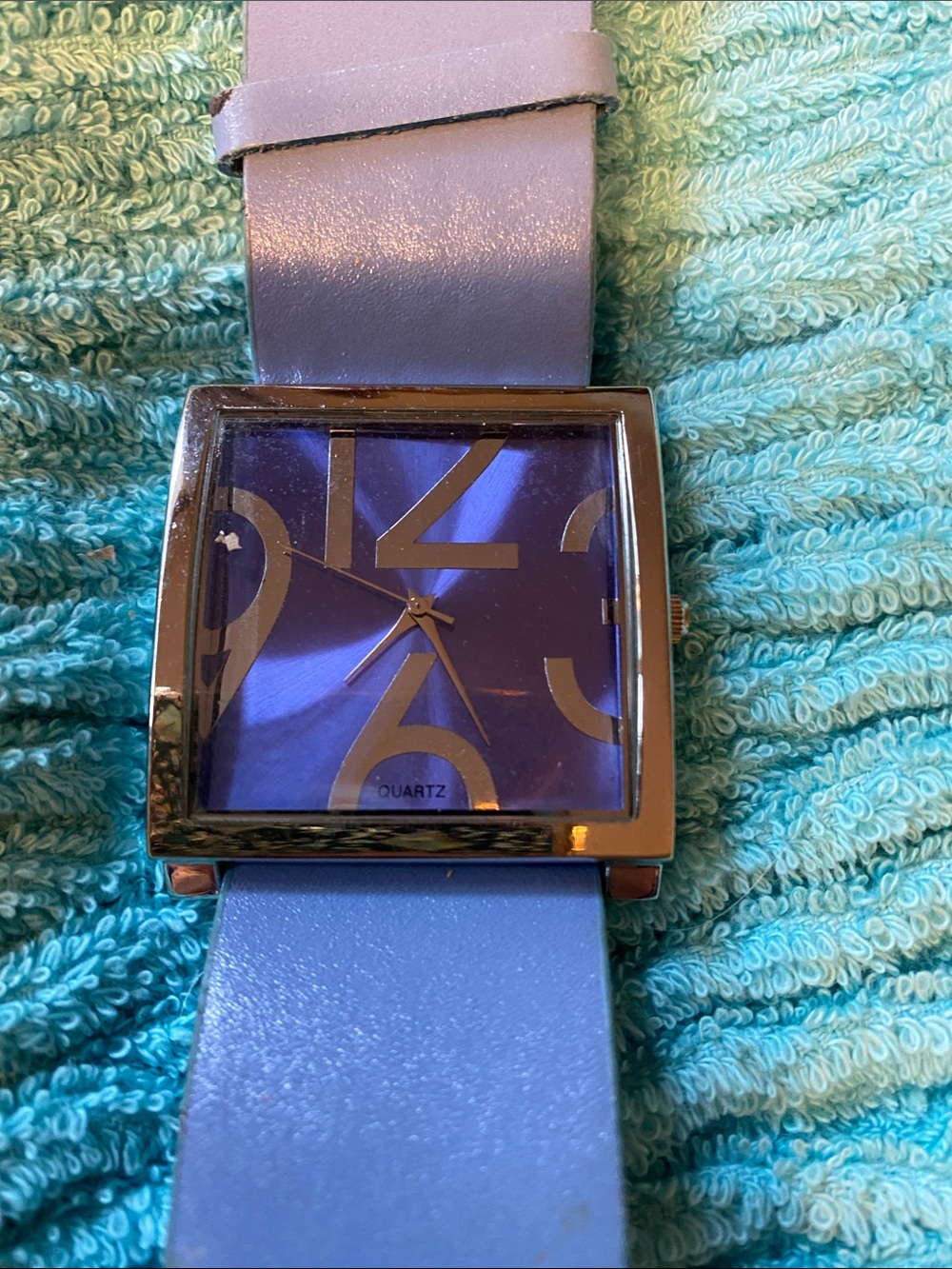 Gruen Square Face Blue Leather Strap Watch - Picture 2 of 5